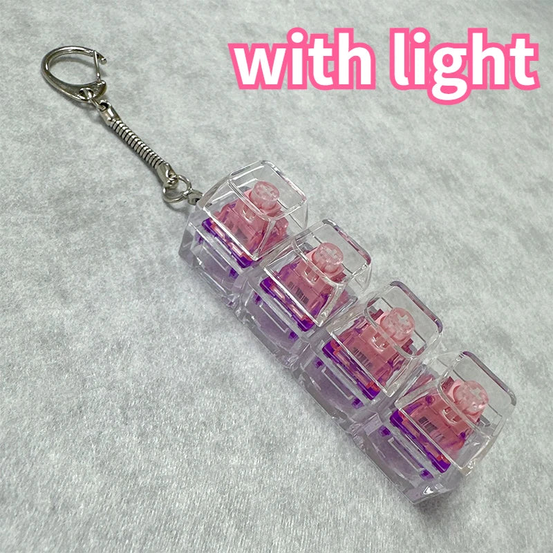 4/9 Keys Mechanical Keyboard Axis Tester LED Keyboard Key Toy Stress Relief DIY Button Keycap Fidget Keychain Toys Gift