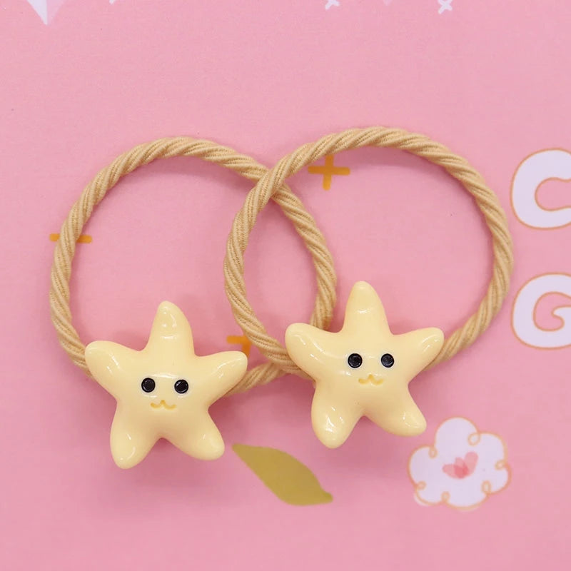 2Pcs/Set Halloween Gift Resin Strawberry Hair Accessories Colorful Hair Ties Children's Rubber Bands Kid Headband Scrunchies