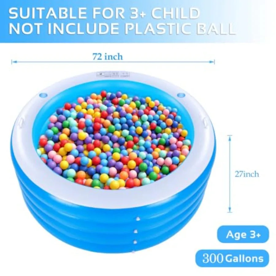 Inflatable Pool with SeatingFour-Tier 72 x 27 Inflatable Swimming Pool with Drink Holder Handles Summer Family Water Park Backy