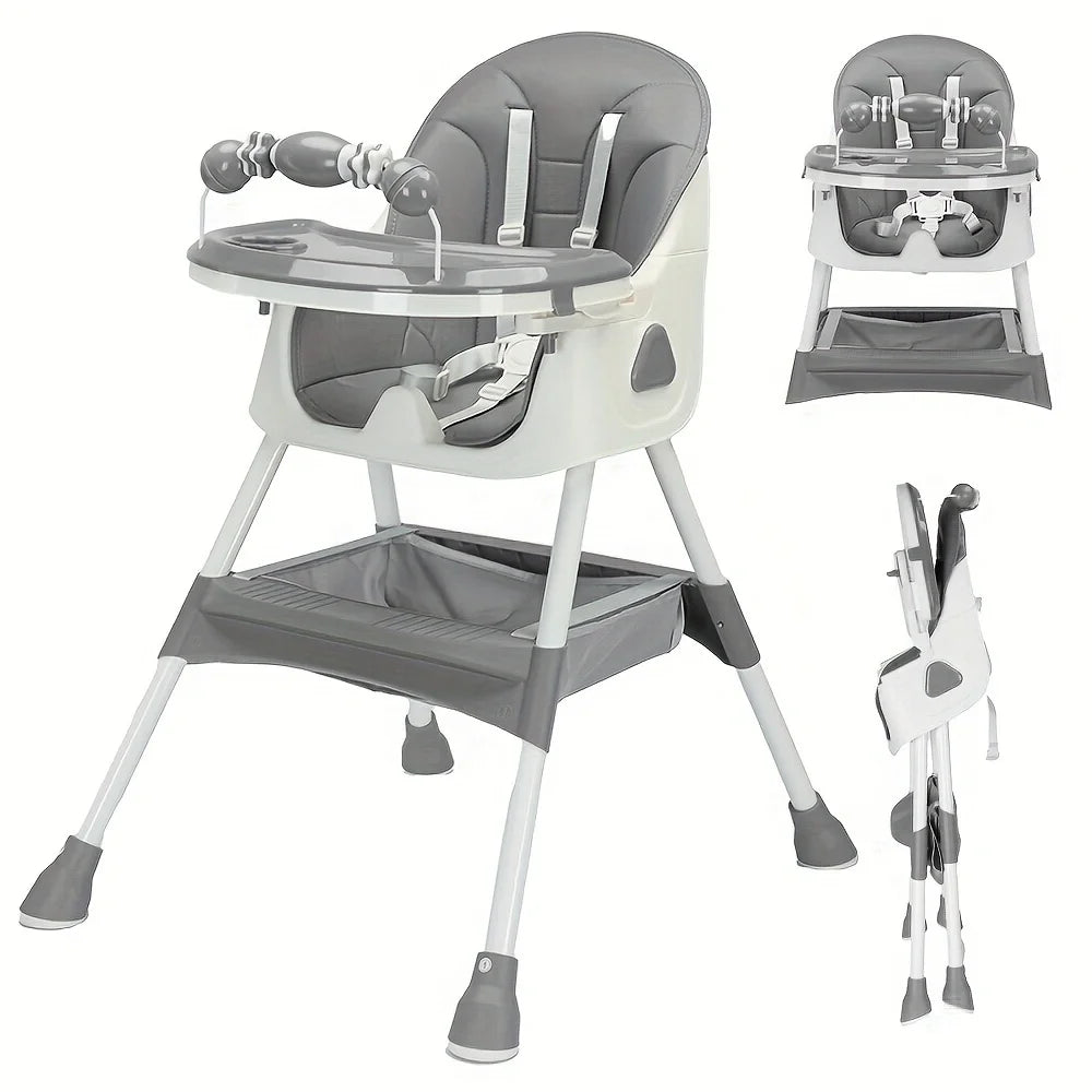 Silla Alta Plegable para Bebé E500 | Almohadilla Antideslizante y Porta Juguetes
