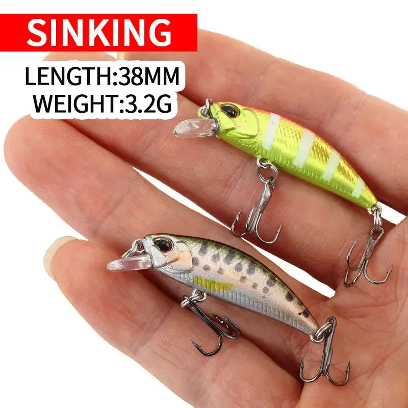 Mini Minnow Hundimiento DQ0009 | 38mm 3.2g | Jerkbait Wobbler | Trucha, Bass y Carpa | Lago y Río - Firu Total Sales