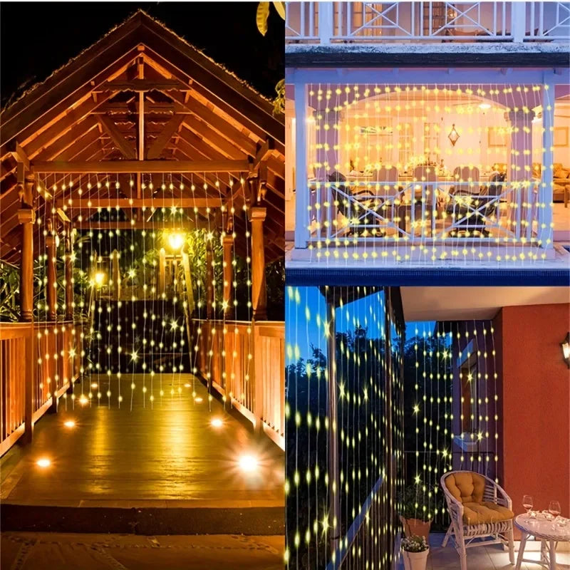Luces Solares Cortina LED 8 Modos | Bodas, Jardín y Decoración Interior | IP55 - Firu Total Sales
