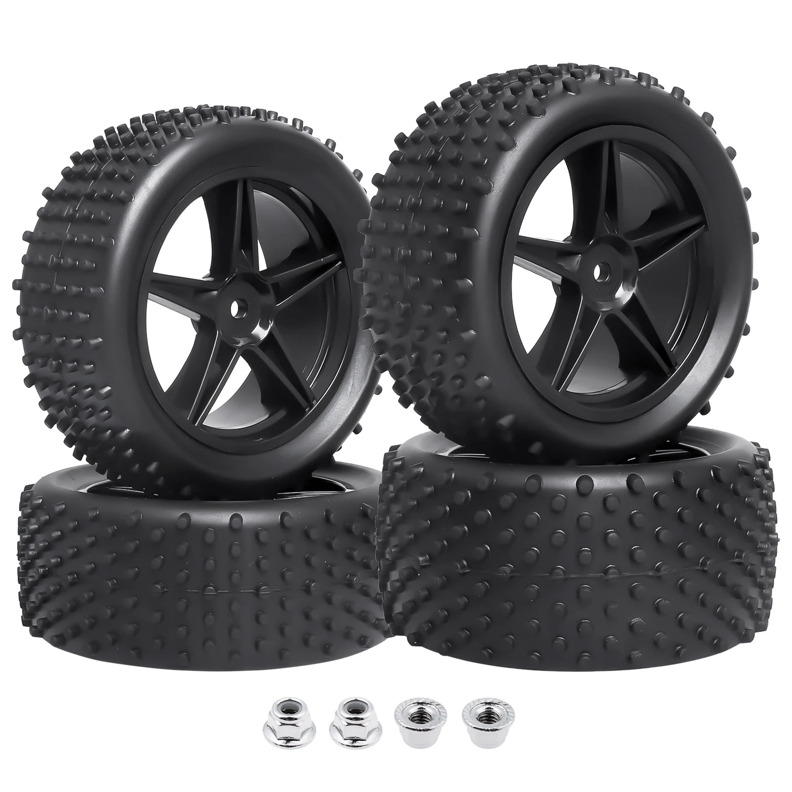 4pcs-Pack HobbyPark Pre-Glued Front & Rear Wheels and Tires Buggy Tyres for 1/10 offroad rc car accessories