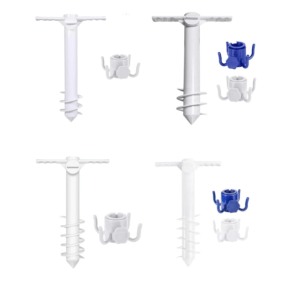 3/5 Spin Inserts Spiral Umbrella Plug with Hook Spike Auger Keep Holder Windproof Sunshade Bracket Equipment for Sand Soil Grass