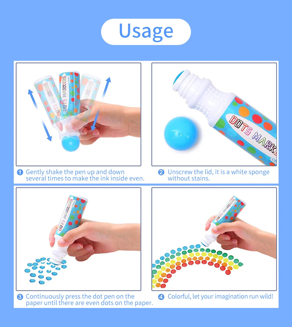 Washable Dot Markers for Kids – Bingo Painting Pens