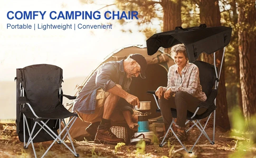 Portable folding fishing chair with sunshade - equipped with cup holder, portable and lightweight design, suitable for beaches