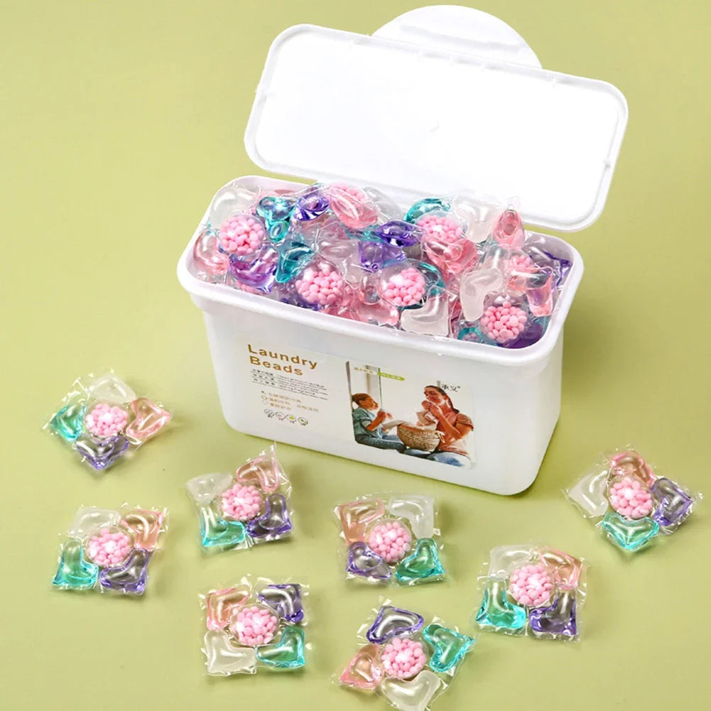 100/50Pcs Multi-purpose Strong Detergent 5 in 1 Detergent Liquid Capsule Ball Laundry Scent Fragrance Beads for Home Dormitory
