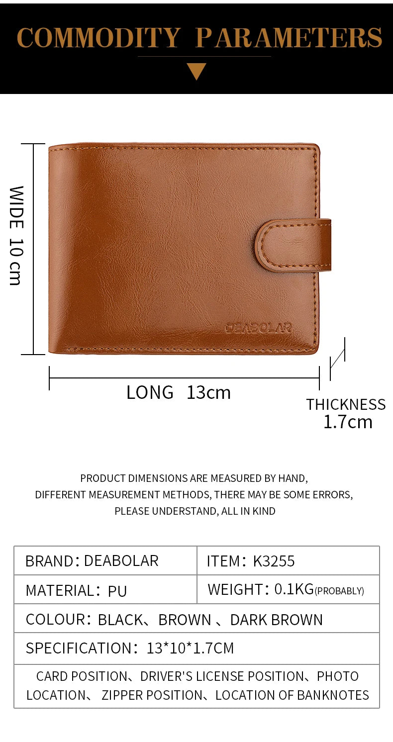 Men's Wallet Large Capacity Multi-Function Short Wallet Multi-slot Zipper Coin ID Credit Card Holder Men's Wallet