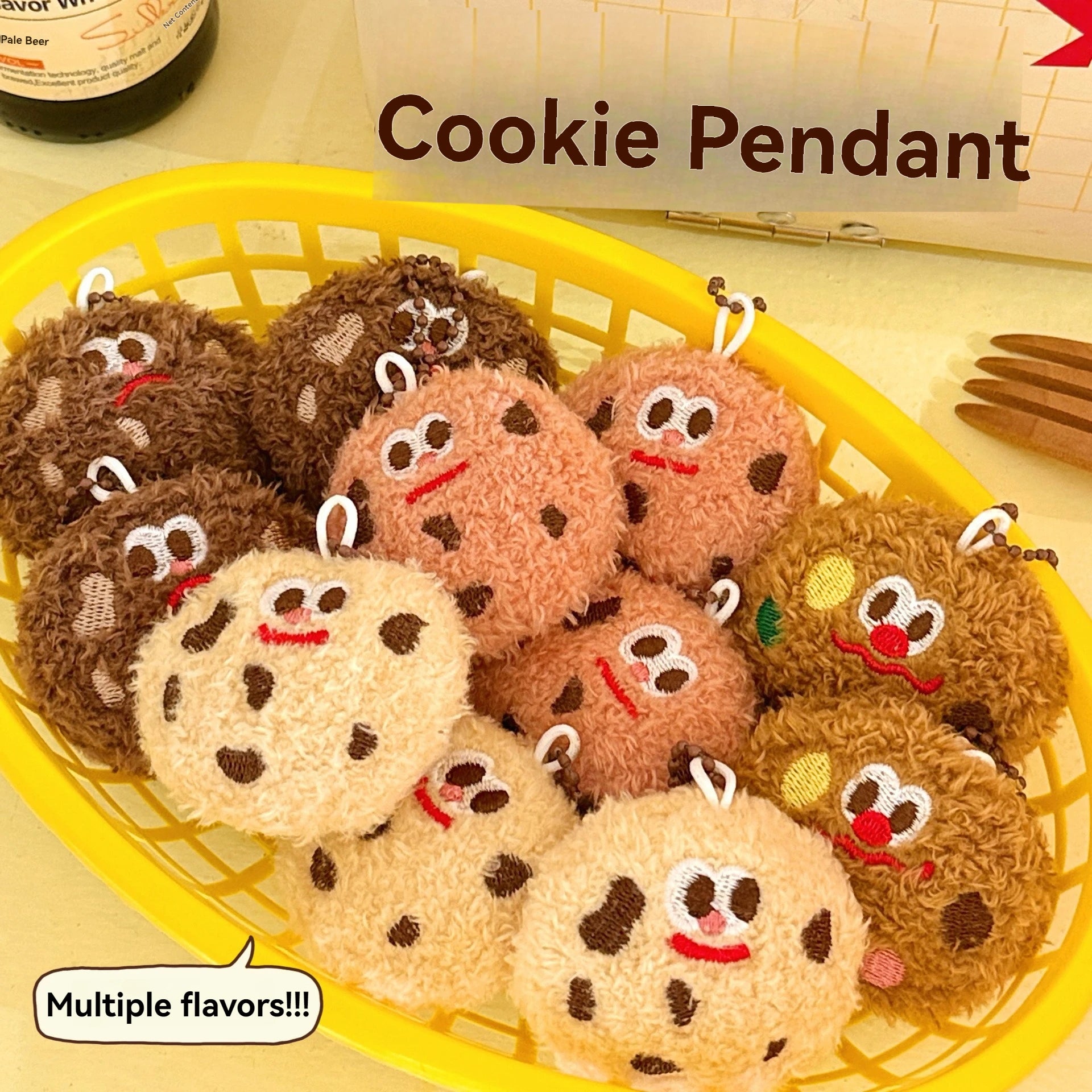 1/4 Pcs Cookie Plush Pendant Cute And Funny Food Doll Cartoon Accessories Keychain Small Pendant