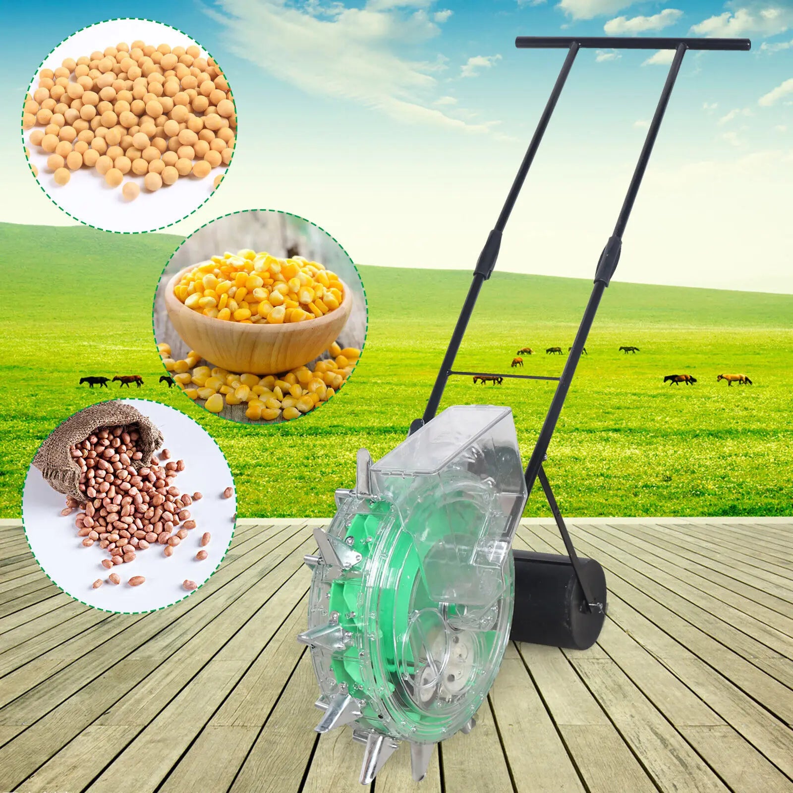 Hand-push Roller Seeder Corn Soybean Fertilizer Machine Manual Peanut Planter