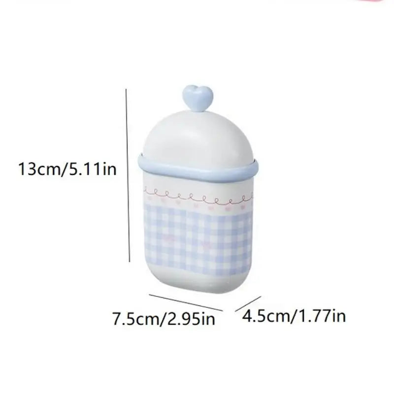 {MX} Sweet Cute Double Layer Soap Dish With Lid Portable Soap Draining Holder Cotton Swabs Storage Box Bathroom Organizer
