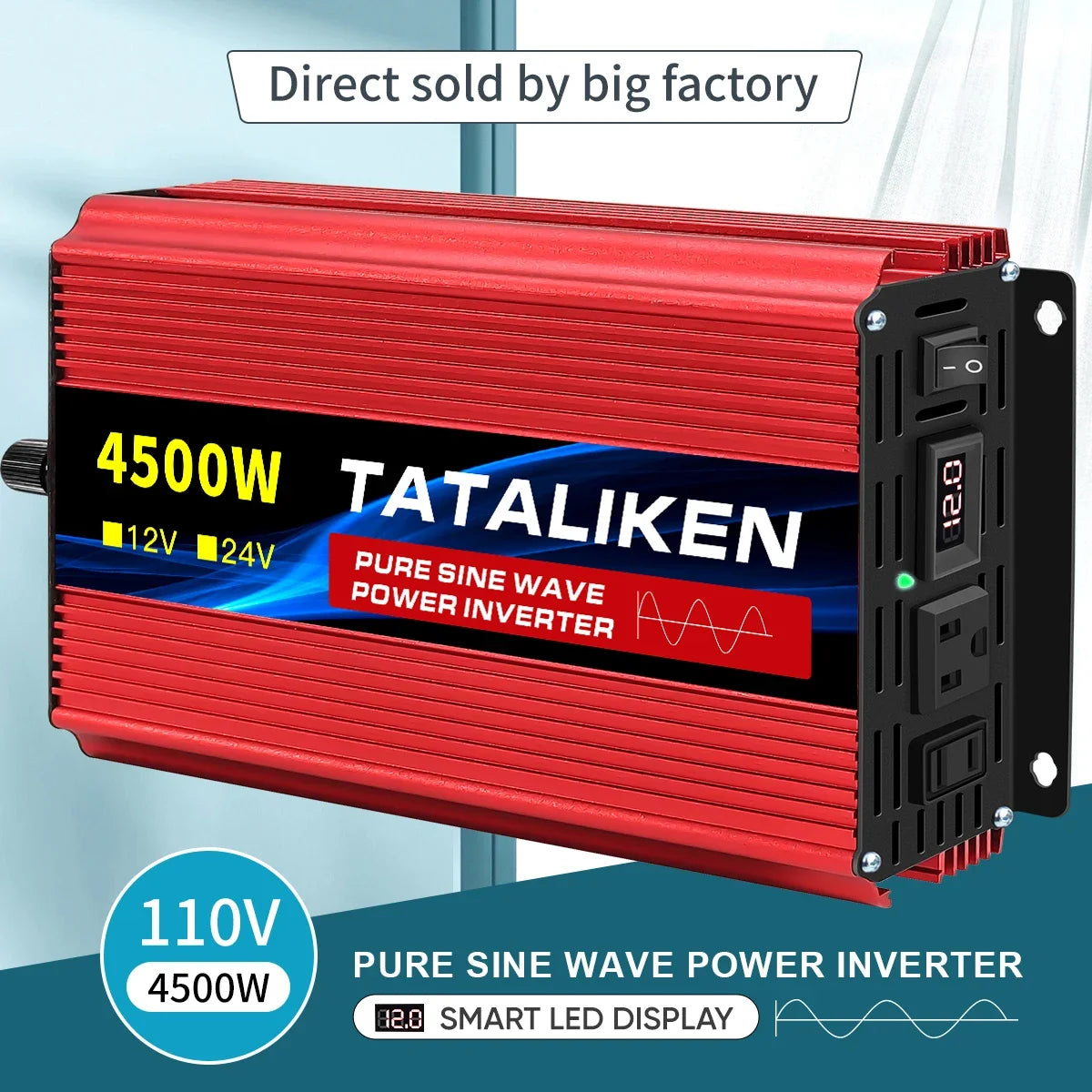 inverter DC 12V 24V To AC 220V Voltage Pure sine wave power 50Hz Converter 8000W 6000W 3500W 2500W 1600W