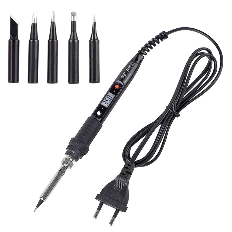 JCD 80W Electric Soldering Iron Kit LCD Display Temperature Adjustable 220V 110V With Solder Paste Iron Tips Welding Tools Set