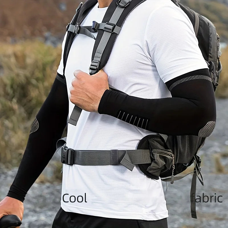 A pair of men's summer ice silk fiber sports arm guards, outdoor cycling fishing sunscreen breathable sleeves