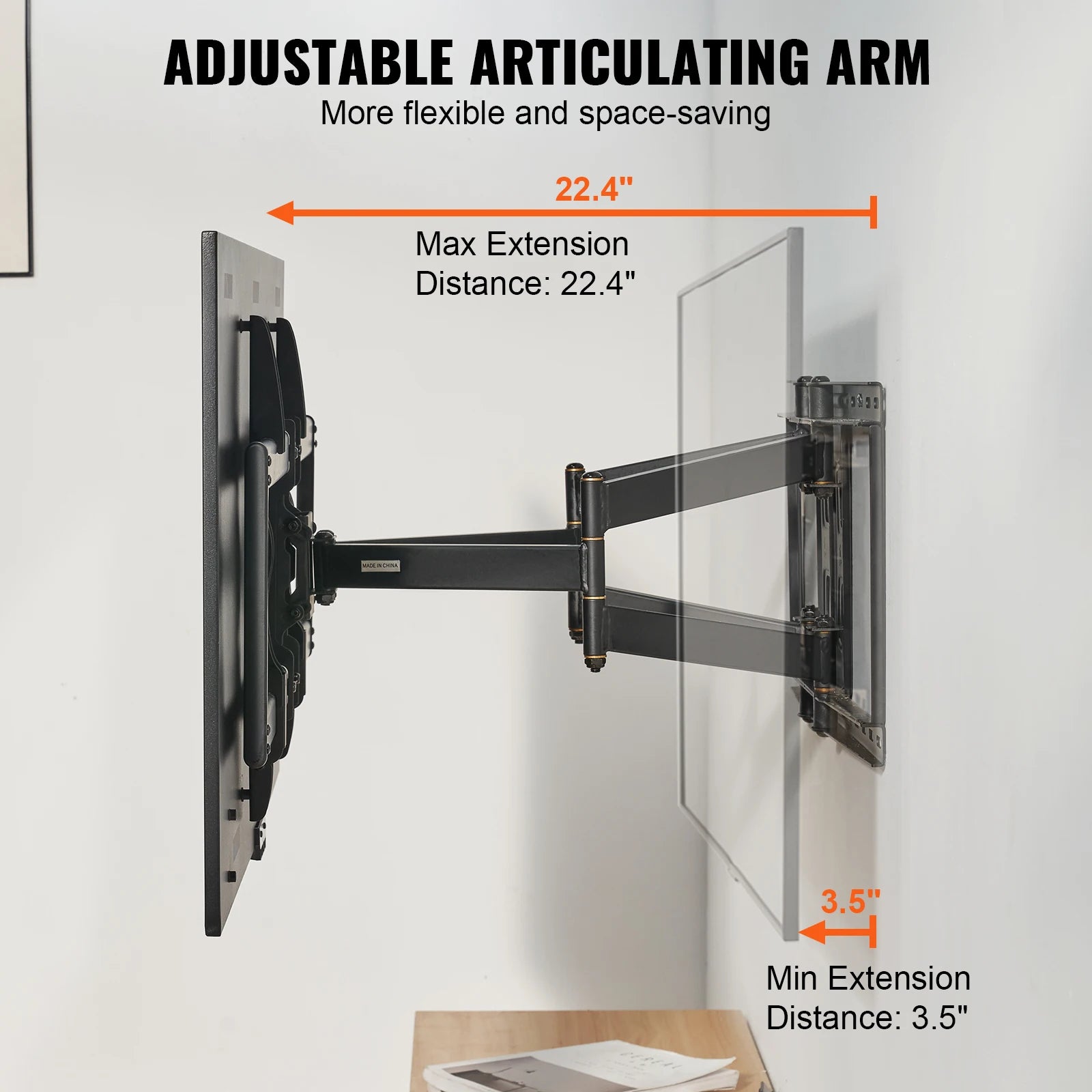 SucceBuy Full Motion TV Mount Fit for 26-90in TVs Swivel Tilt Horizontal Adjustment TV Wall Mount Bracket W/ Articulating Arms
