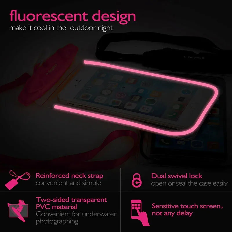 6-Inch Waterproof Phone Pouch for Drift Diving Swimming - Underwater Dry Bag Case Cover for Water Sports Beach Pool Skiing