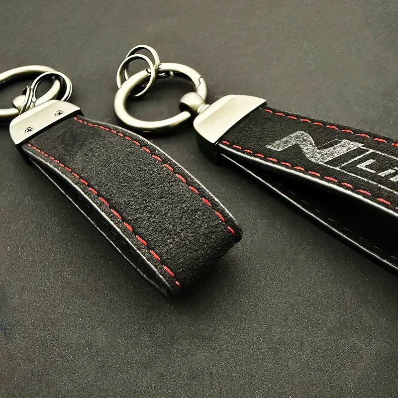 1pc Woman Men Suede Leather N Line Luxury Car Keychain For Hyundai i30 i20 i10 Elantra Kona Tucson Auto Decoration Accessories