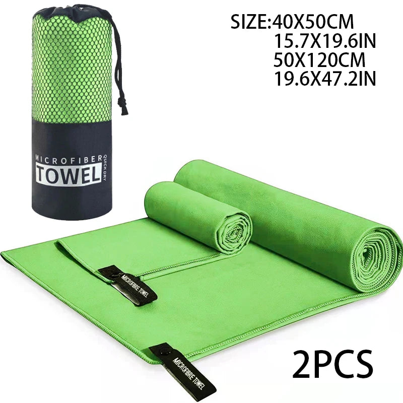 2-pcs Microfibre set sports towel fitness swimming towel body bath towel canbeused for yoga running camping beach WashclothTowel