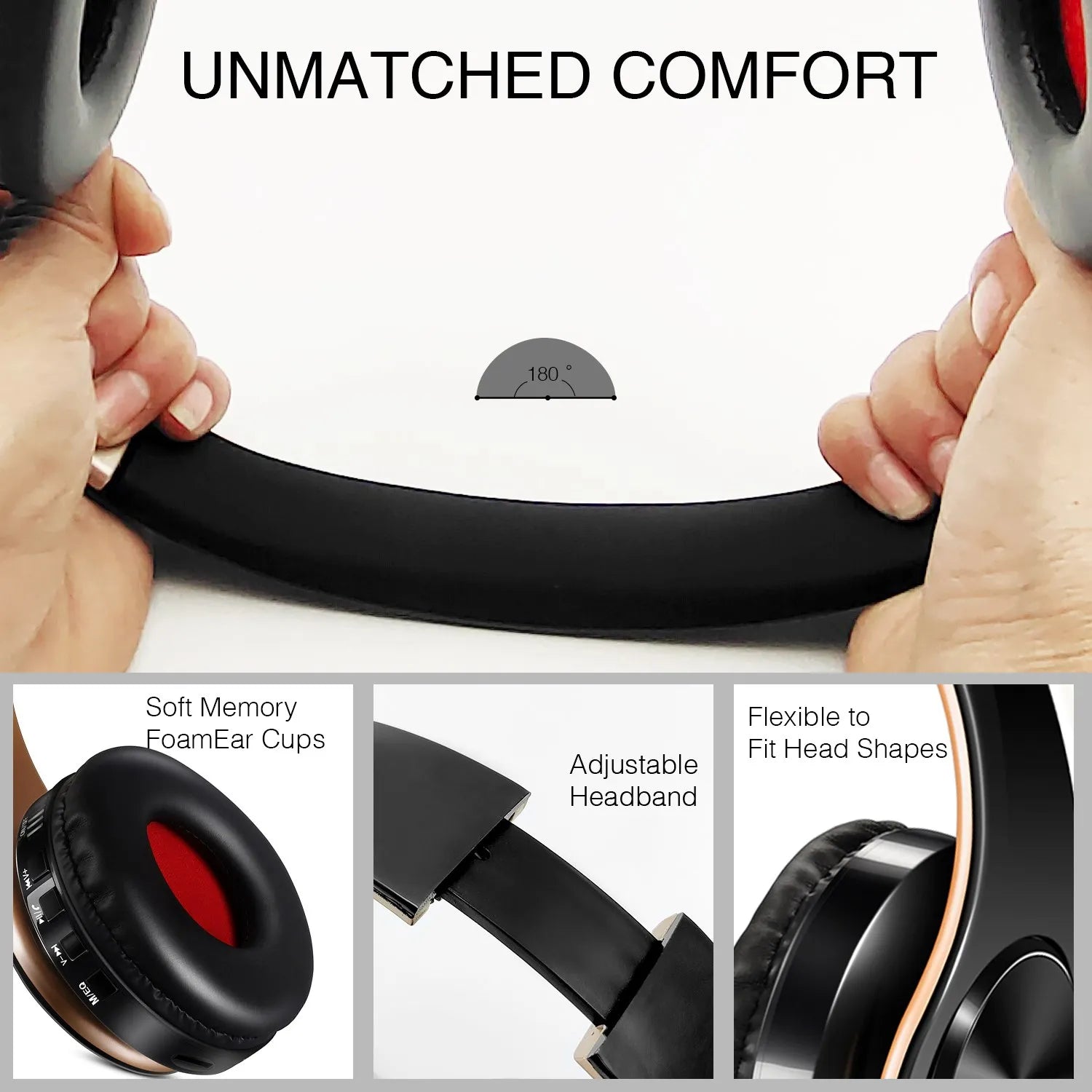 HIFI Stereo Bluetooth Headphones | FM Radio + SD Card + Mic | iPhone Samsung Xiaomi