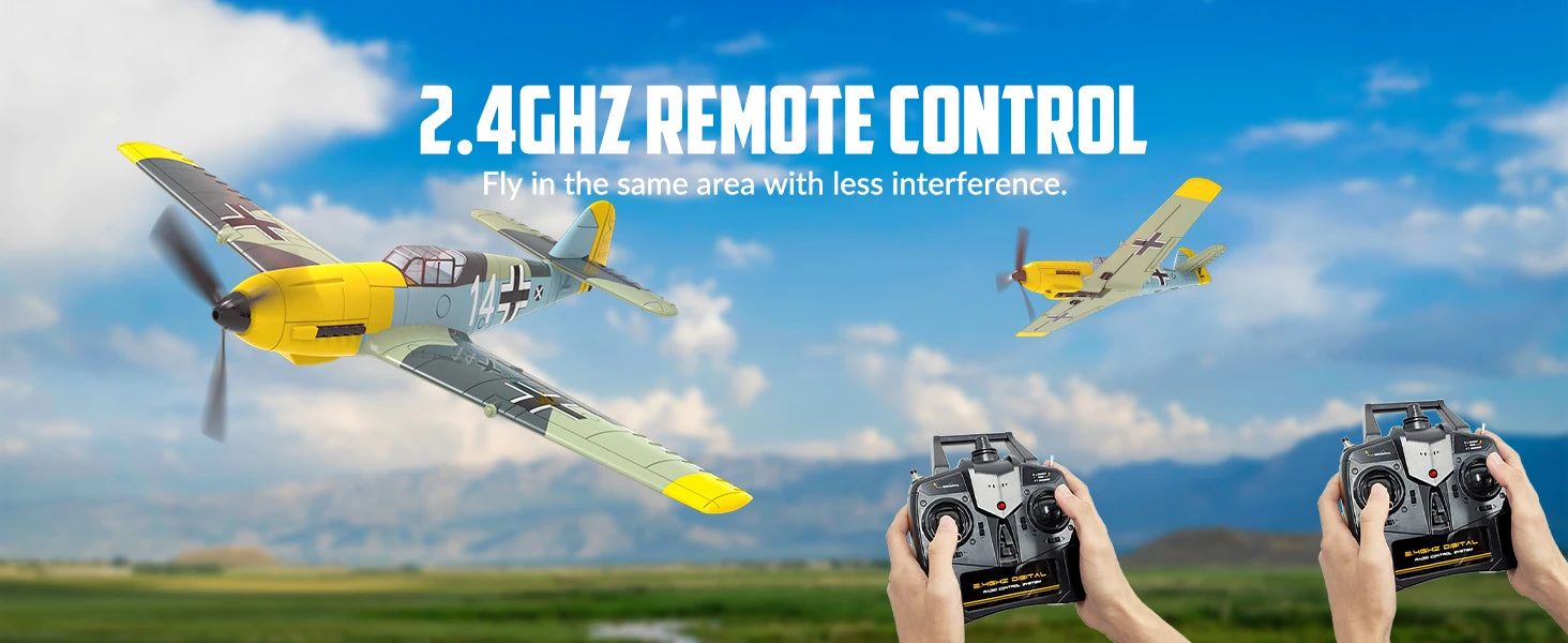 VOLANTEXRC Avión RC BF109 | 4 Canales | RTF | Alerón y Giroscopio | Acrobacias | 3 Modos | Fácil para Principiantes