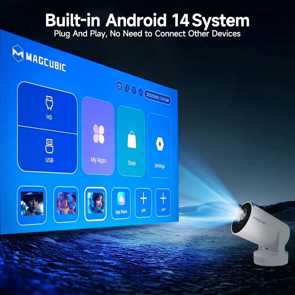 Proyector Magcubic HY300 Pro+ | Android 14 | WiFi 6 | BT5.4 | 8000 Lúmenes | Cine en Casa - Firu Total Sales