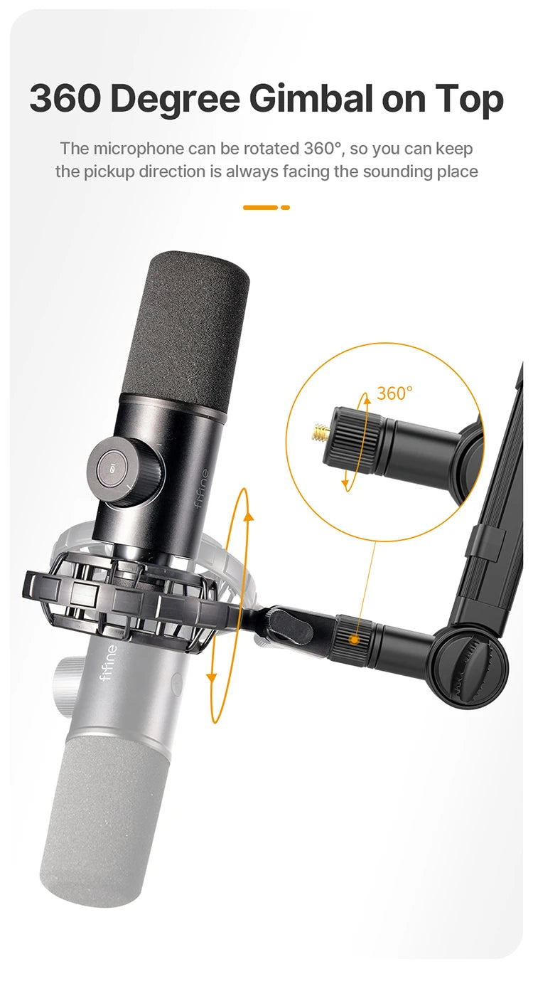 Vijim LS24 LS25 Microphone Boom Arm Stand Heavy Duty Desktop Adjustable DSLR Camera Smartphone Microphone Mount for Blue Yeti
