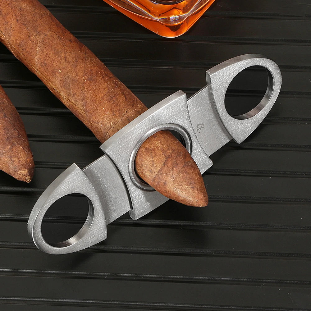 GALINER Portable Metal Cigar Cutter Guillotine Dould Blade Sharp Cutting Tool Cigar Accessories
