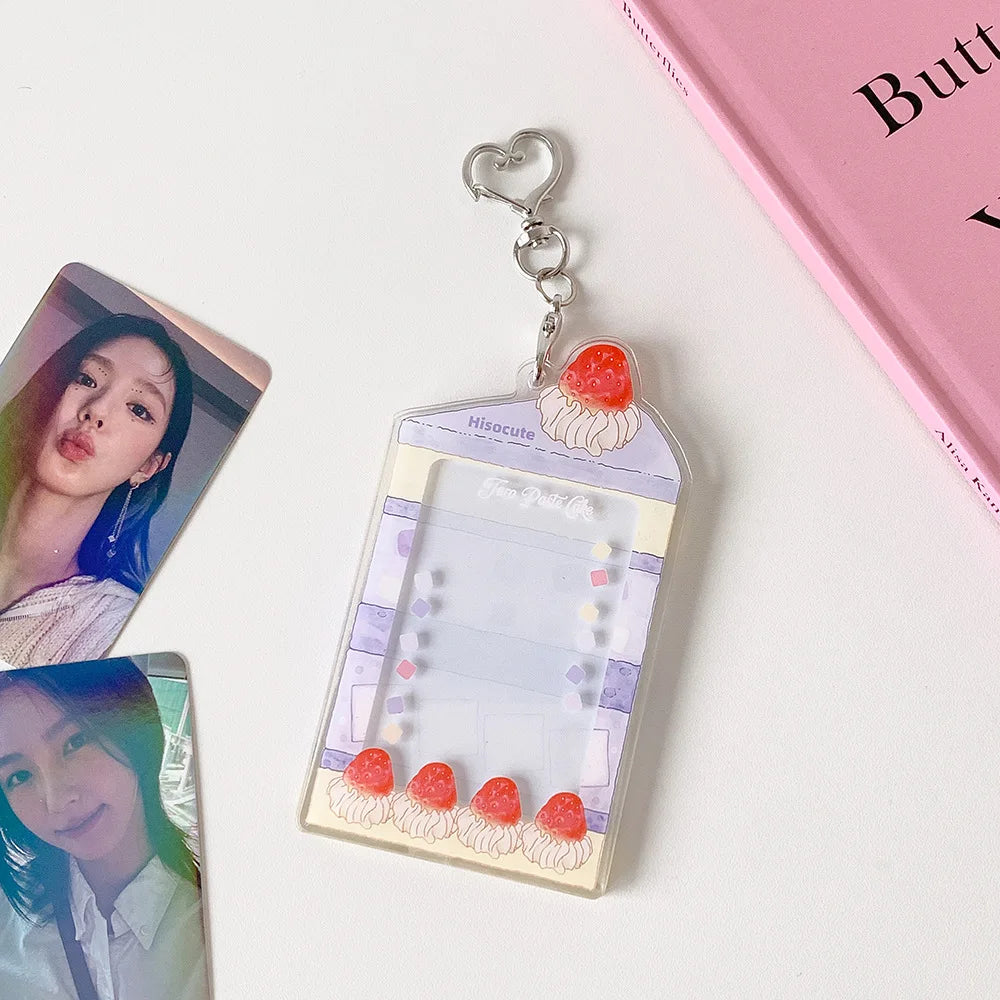 MINKYS Summer Fruit Acrylic 3 inch Kpop Photocard Holder Photo Card Holder Bag Pendant School Stationery