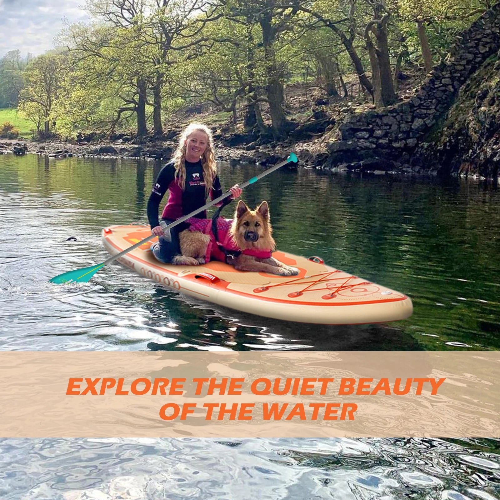Nawakar Inflatable Paddle Board 400x100x15cm Big Size Stand Up Paddling Board SUP Waterproof Surf Sup Board with SUP Accessories