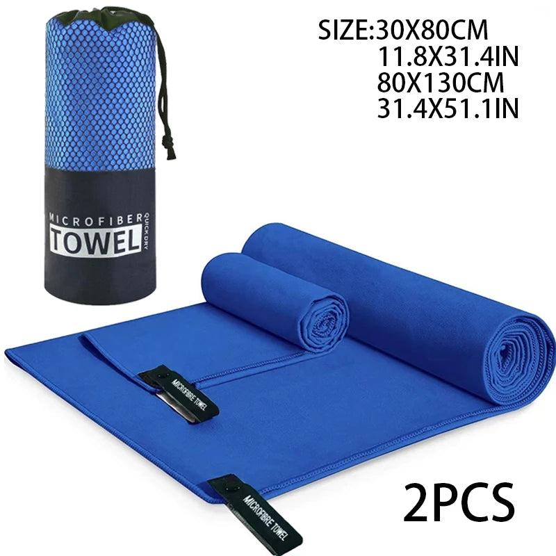 2-pcs Microfibre set sports towel fitness swimming towel body bath towel canbeused for yoga running camping beach WashclothTowel