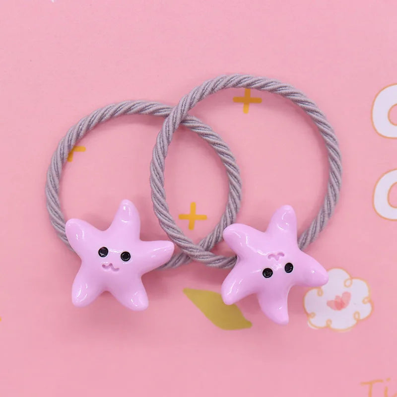 2Pcs/Set Halloween Gift Resin Strawberry Hair Accessories Colorful Hair Ties Children's Rubber Bands Kid Headband Scrunchies