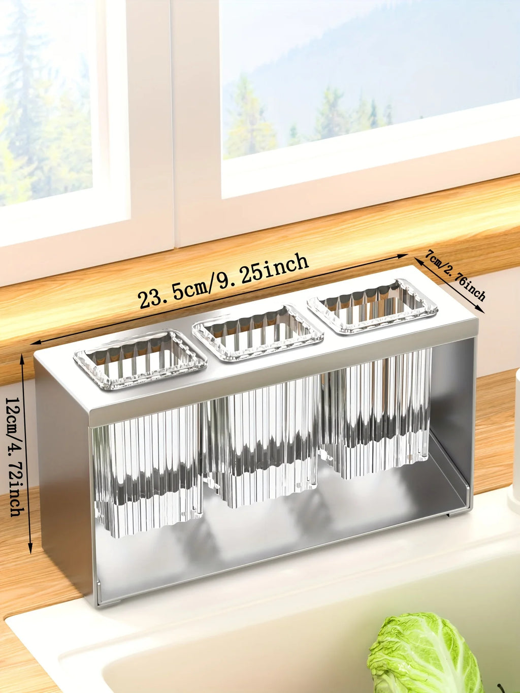 1pc Multifunctional Drain Rack with Built-in Storage Box for Kitchen Utensils Forks Spoons Knives