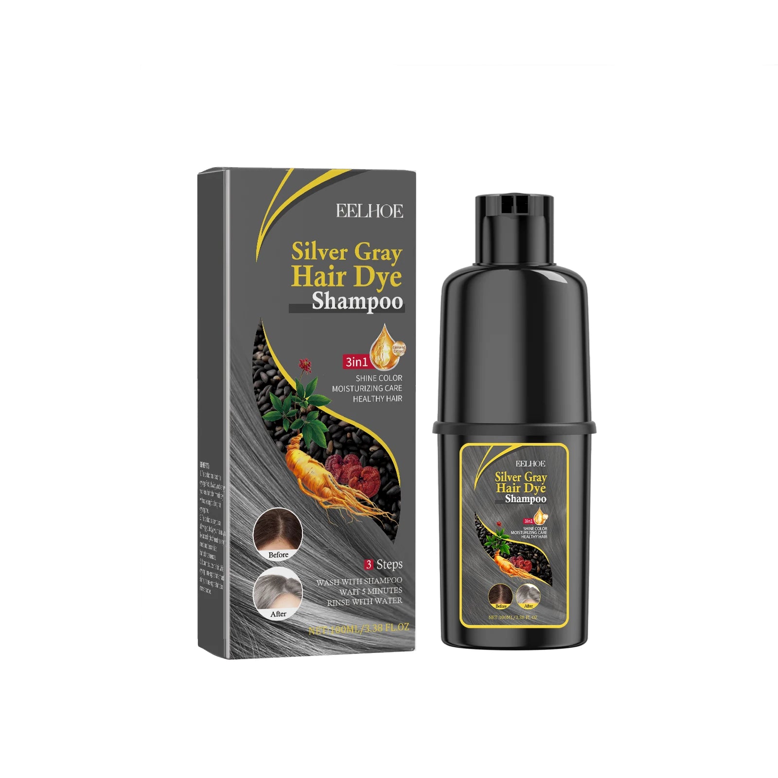 Instant Coloring Shampoo Natural 5 Colors for Men Women DIY Hair Dye Coloring Care Gentle Non-Irritating 100ml Hair Dye Shampoo