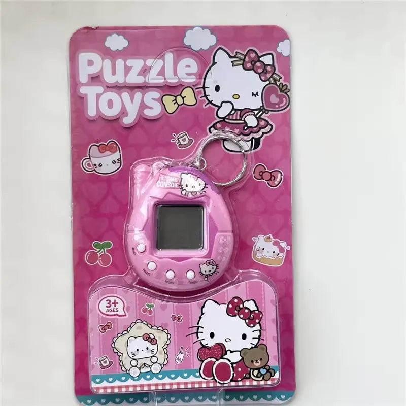 Hello Kitty Keychain Virtual Pet Mini Game Console Harajuku Girl Pink Angel Kuromi Cartoon Bag Pendant Toys Birthday Gifts