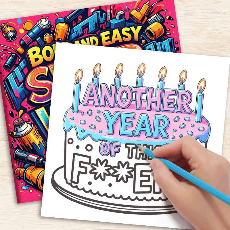 32 Pages Bold And Easy Swear Word Graffiti Coloring Book For Adults Stress Relief Anti-Anxiety Art Therapy Gift