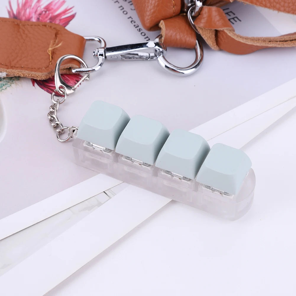4 Keys Button Keycap Fidget Keychain Keyboard Key Toy Keyboard Clicker Toy Keyboard Cube Toy for Adult Gifts To Relief Pass Time