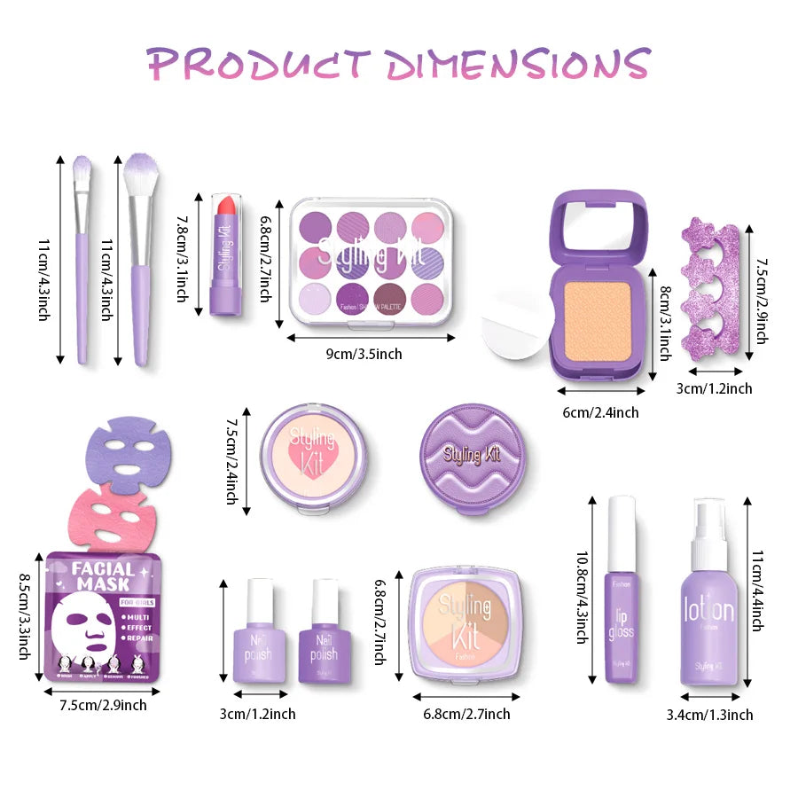 Purple Princess Pretend Makeup Toy Set - Girls' Role Play Gift with Cosmetic Case, Non-Applicable