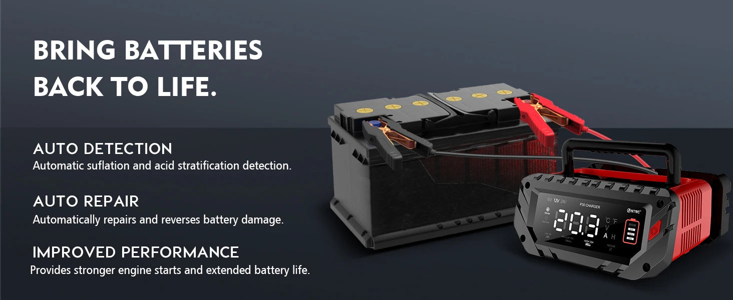 Cargador Inteligente de Batería de Auto 12V 30A | LCD | LiFePO4 y Ácido-Plomo 🔋