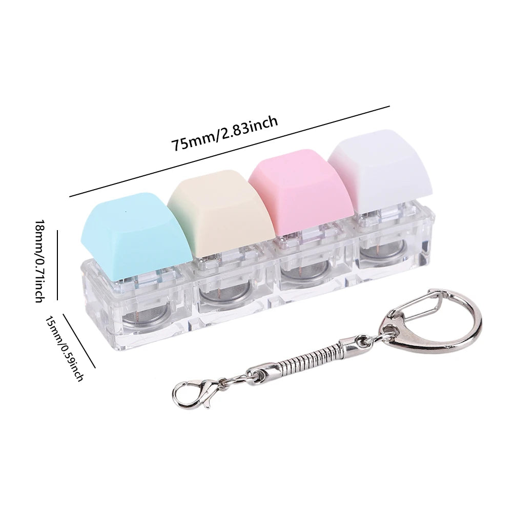 4 Keys Button Keycap Fidget Keychain Keyboard Key Toy Keyboard Clicker Toy Keyboard Cube Toy for Adult Gifts To Relief Pass Time