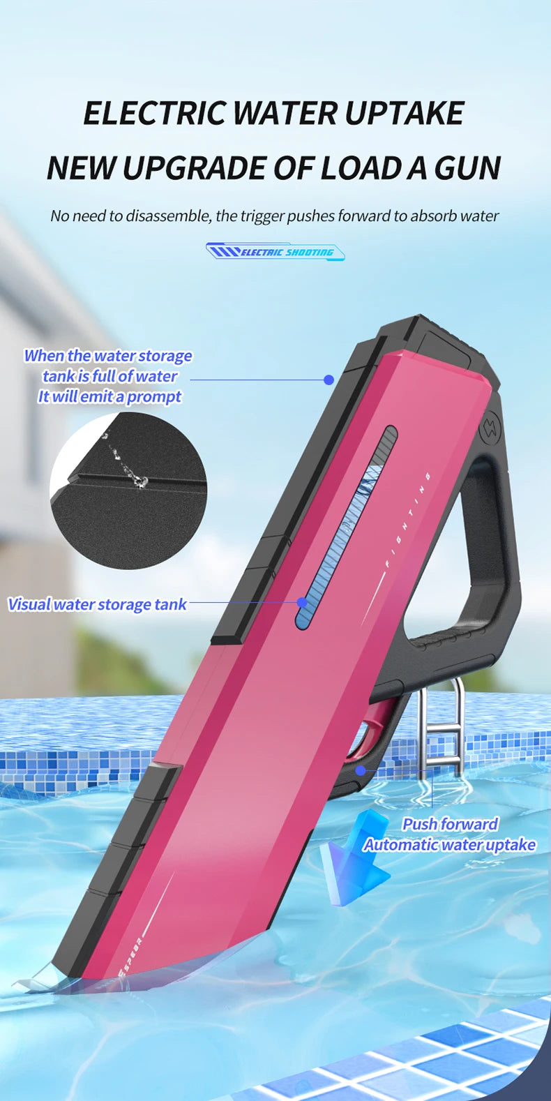 Pistola de Agua Eléctrica de Alta Presión | Juego de Verano para Niños 🔫 - Firu Total Sales