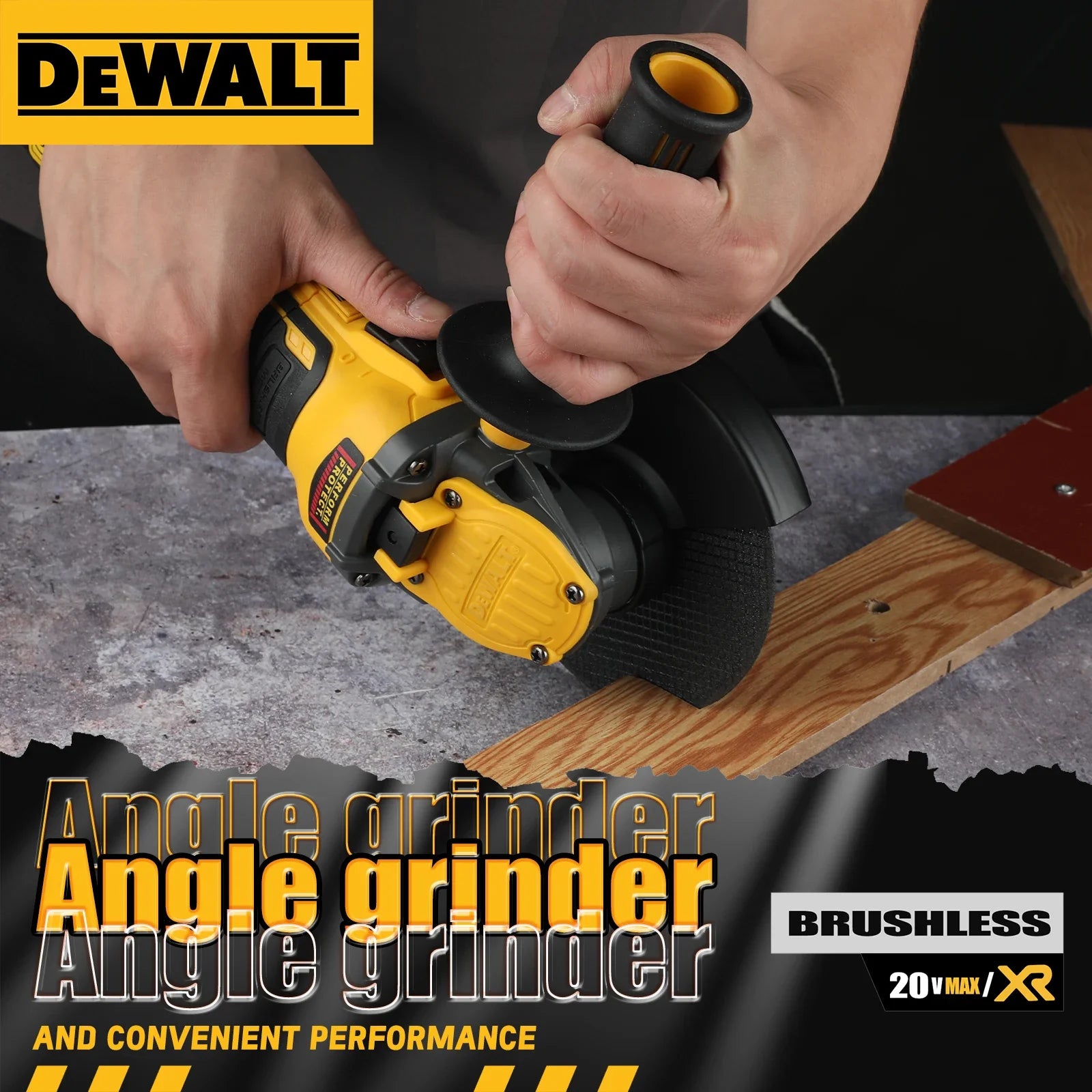 DEWALT DCG409 20V brushless 125mm flat head angle grinder,tool form gives freedom.Perfect for various cutting and grinding tasks