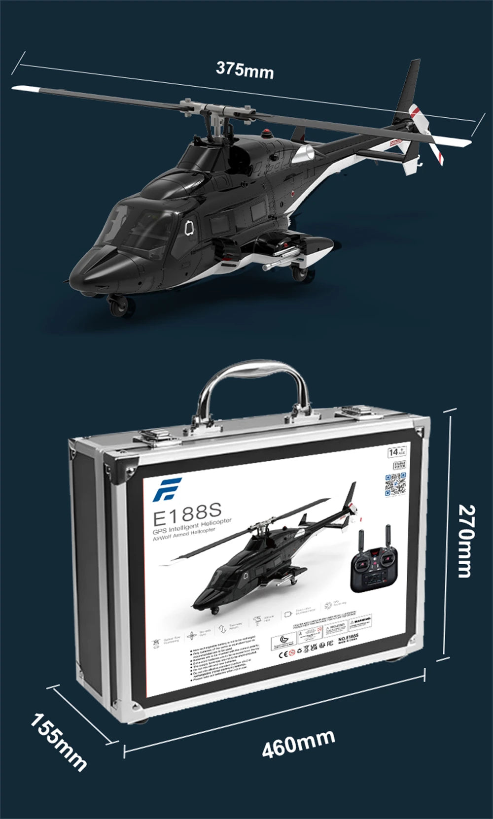 Helicóptero RC Eachine E188S AirWolf GPS | Motor Brushless | 9 Canales | RTF 🚁 - Firu Total Sales