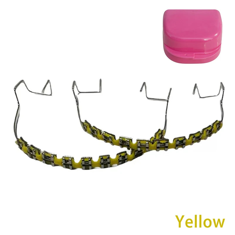 1 Pair Dental Fake Braces Temporary Tooth Decoration Colorful Metal Bracket Ligature Ties Dental Tool With Hook With Metal Wires