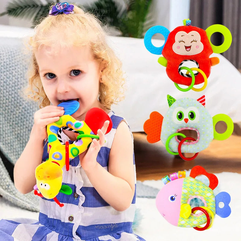 Giraffe Plush Teether Rattle — Soft Stuffed Sensory Toy | Newborn Gift