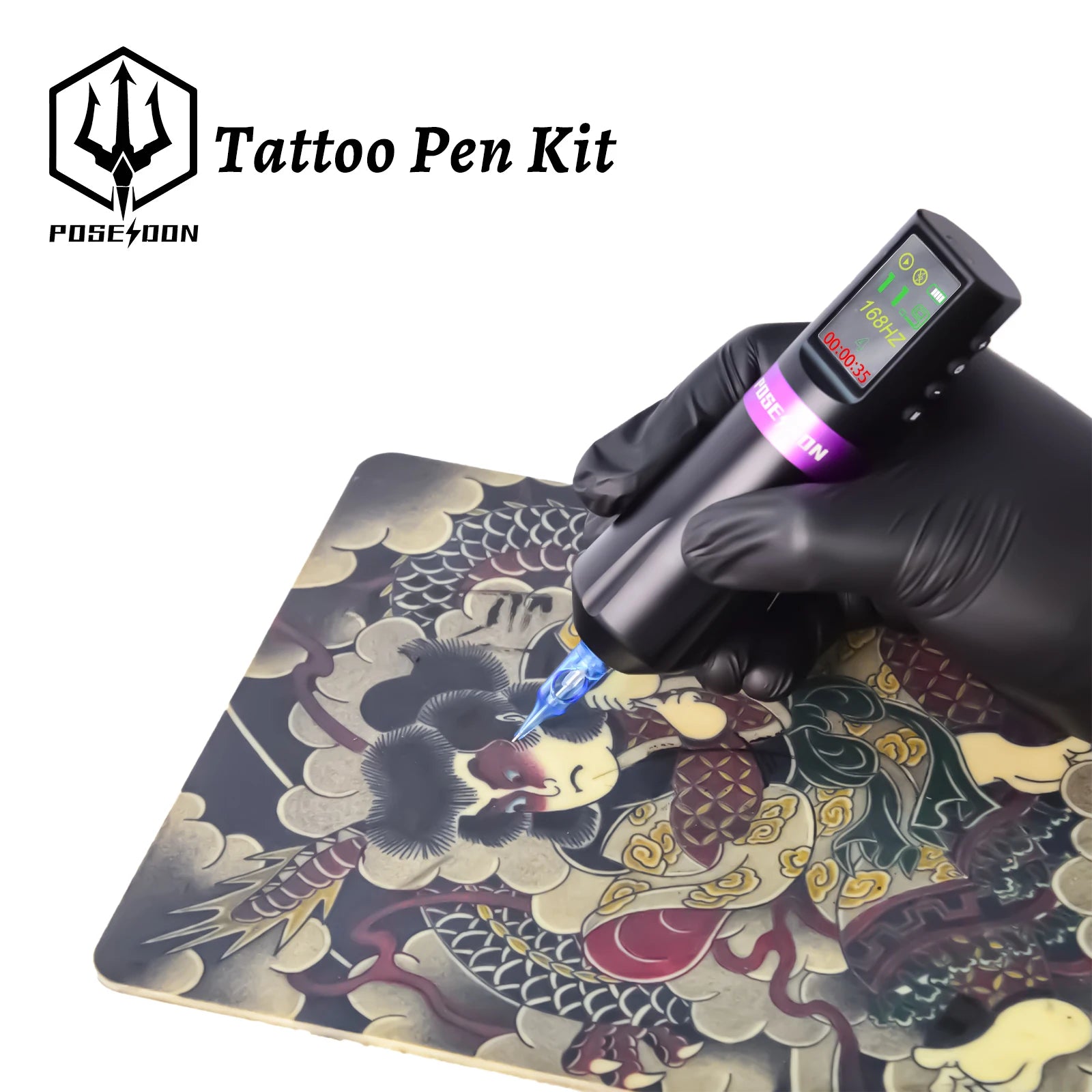 Tattoo Kit POSEIDON New Memory Tattoo Pen Kit For Permanent Makeup Tattoo Machine Wireless Tattoo Power Supply Tattoo Gun Kit