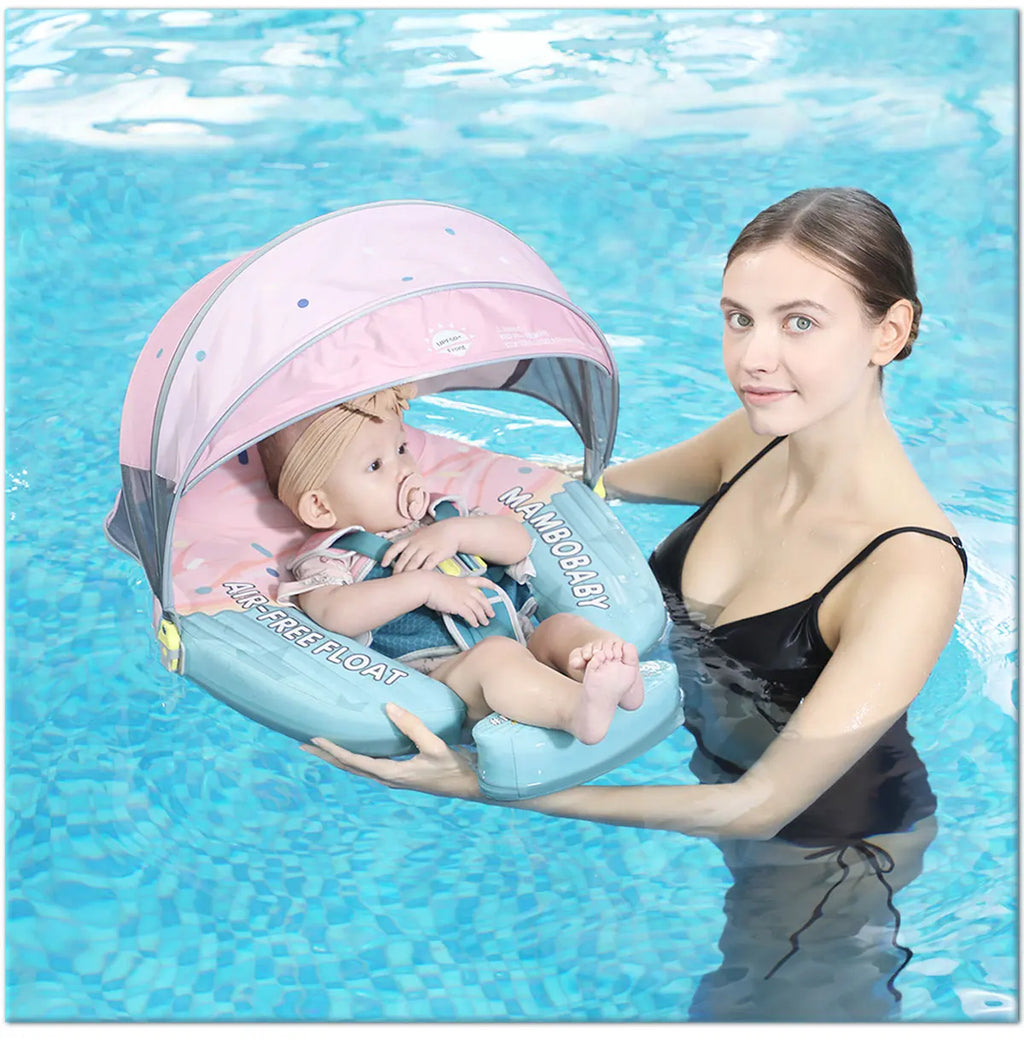 Mambobaby Float No-Slip Safe Harness ST-Cup Cake B503-150-W-Z  Safe Core No Inflation No Leaks Baby Swim Ring Toddler Pool Float