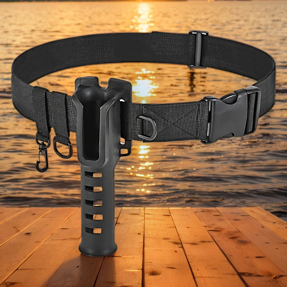 Portable Pole Inserter Adjustable Fishing Rod Holder Belt Fishing Wading Belt Rod Holder for Spinning Casting Fly Fishing
