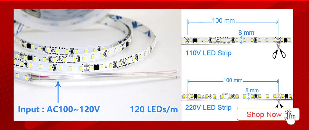 Tira LED dengsum DC24V | 120LEDs/m | Flexible y Cortable | 5m a 20m | 3000K/4000K/6500K | Sala - Firu Total Sales