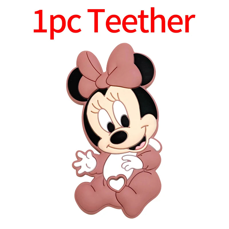 1/3/10pcs Silicone Mickey Teething Beads Food Grade Cartoon Shape Baby Teethers Toys DIY Pacifier Clips Chain Accessories