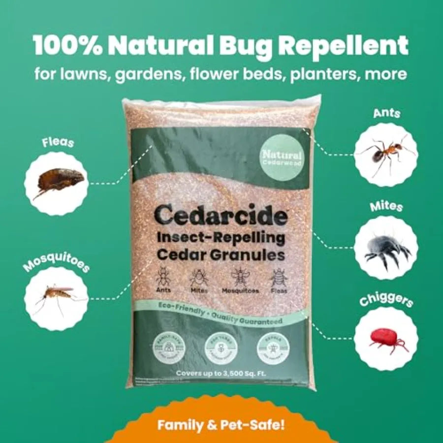 Original Cedar Granules Natural Flea Tick Mosquito Spider Repellent for Yard Lawn Patio Garden Effective Outdoor Insect Control